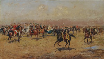皇帝フランツ ヨーゼフ 1 世の前での軍事パレード。 作： Thaddäus Ajdukiewicz