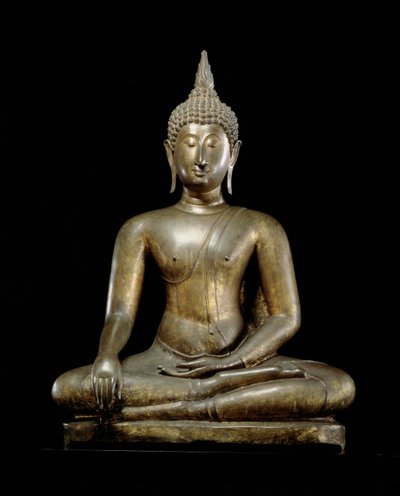 勝利の瞬間の仏陀」スコータイ様式（鉛入りブロンズ 作： Thai School