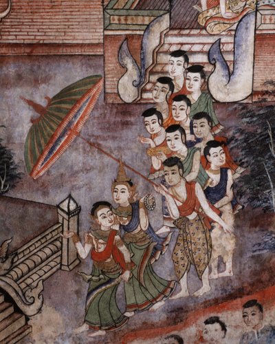 ワットプラシンの壁画の詳細 作： Thai School