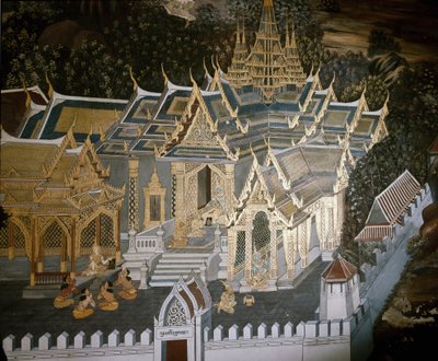 仏陀の生涯のエピソード（フレスコ画 作： Thai School