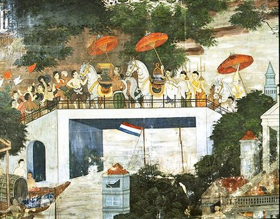 奉献後に修道院に連れて行かれる修道士（フレスコ画） 作： Thai School