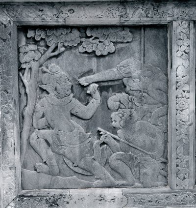 Ramakien（Ramayana）を描いた一連のレリーフの1つ 作： Thai School