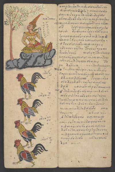 または 16455 f.9r、ゾディアックの動物、プロマチャット (羊皮紙) より 作： Thai School