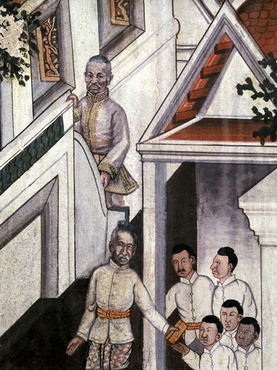 写真後のモンクット王の肖像（壁画） 作： Thai School