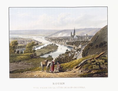 ルーアン、ボン・セクールから見た、1823-1826 作： Thales Fielding