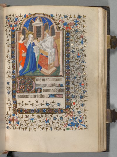 パリの使用時間の本: Fol. 72r、寺院でのプレゼンテーション、c。 1420年。 作： The Bedford Master