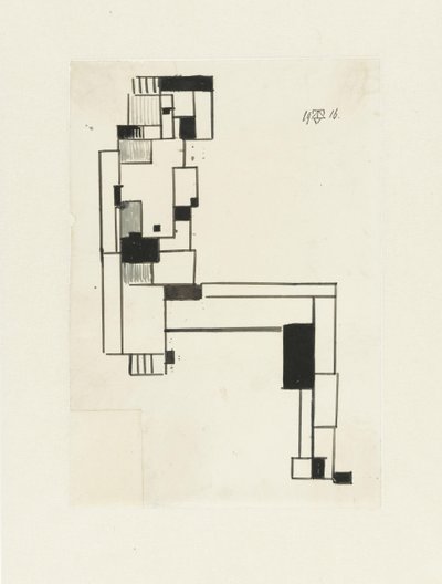 座っている女性の裸体、頭に手を当てる 着席女性ヌード 作： Theo van Doesburg (signed by artist)
