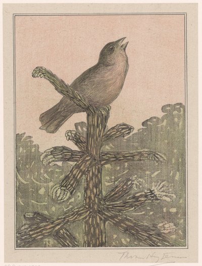 針葉樹の鳥のさえずり 作： Theo van Hoytema (signed by artist)