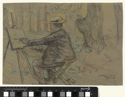 ヘンリクスの肖像画、ハーグのルーラーンで絵を描く 作： Theo van Hoytema