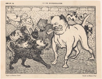Johannes Tak van Poortvliet による選挙法に関する漫画 犬の日々 (オブジェクトのタイトル) 作： Theo van Hoytema