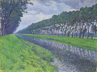 フランダースの運河;悲しい天候のフランダースの運河、1894年 作： Théo van Rysselberghe