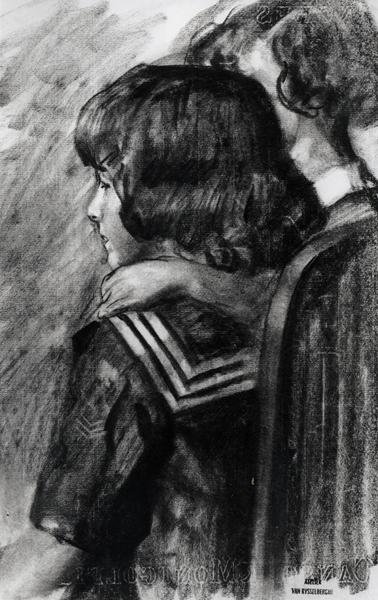 子供たちの肖像」1897年頃（紙に木炭） 作： Théo van Rysselberghe