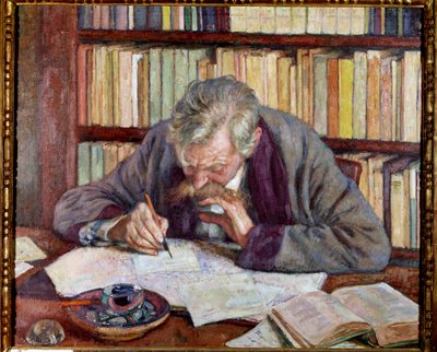 ベルギーの詩人エミール・ヴェルヘーレン（1885-1916）のオフィスでの肖像 テオドール・ヴァン・リッセルベルグ（1862-1926）の絵画 20世紀 パリ市立近代美術館 作： Théo van Rysselberghe