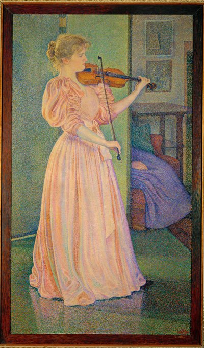 ヴァイオリニスト、イルマ・セテの肖像（キャンバスに絵画） 作： Theo van Rysselberghe