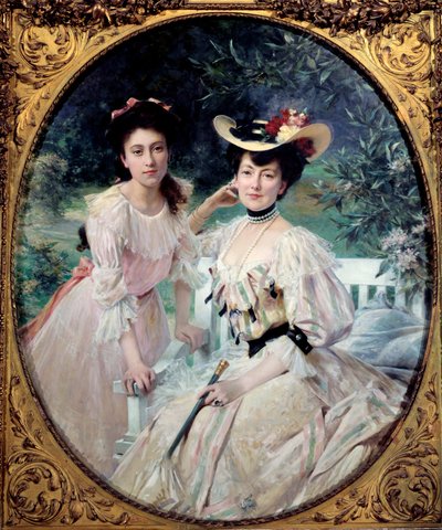 コラス夫人とその娘の肖像 テオボルト・シャルトラン（1849-1907）の絵画 1903年 日。1,63x1,3 m パリ、オルセー美術館 作： Theobald Chartran