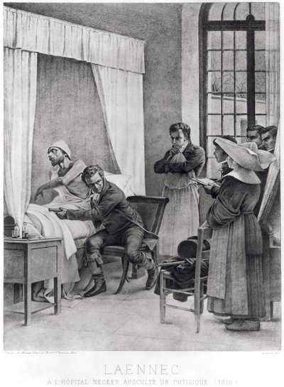 1816年に消費された男の胸を聞くルネ・テオフィル・ヒヤシンス・レネック（1781-1826） 作： Theobald Chartran