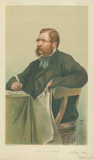1878年9月28日、議会でのウィリアムヘンリーワディントン、バニティフェア漫画 作： Theobald Chartran