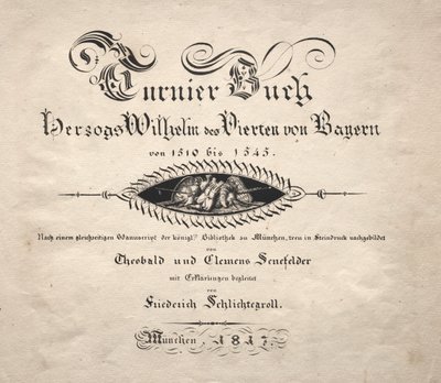 トーナメントに関する本: タイトル ページ、1817 年。 作： Theobald Senefelder
