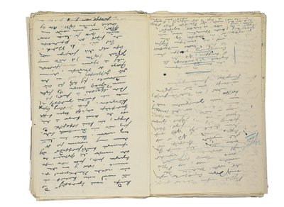 ベルリンの生活と社会に関する記事の直筆原稿の草案と、1878～1894 年頃の小説の草稿の断片 (紙にペンとインク) 作： Theodor Fontane