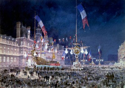 テオドール・ジョセフ・ユベール（フェドール・ホフバウアー）（1839-1922）のロシア翼の絵画のパリ市庁舎でのレセプション 1893.パリ、カルナヴァレ美術館 作： Theodor Josef Hubert Hoffbauer