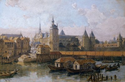 シテ島とパレドジャスティス（旧パレロワイヤル）、16世紀、1917年 作： Theodor Josef Hubert Hoffbauer