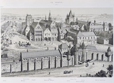 1450年の神殿の眺め、「時代を越えたパリ」、1885年のイラスト 作： Theodor Josef Hubert Hoffbauer