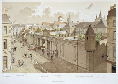 1770年の神殿の眺め、「時代を越えたパリ」、1885年のイラスト 作： Theodor Josef Hubert Hoffbauer