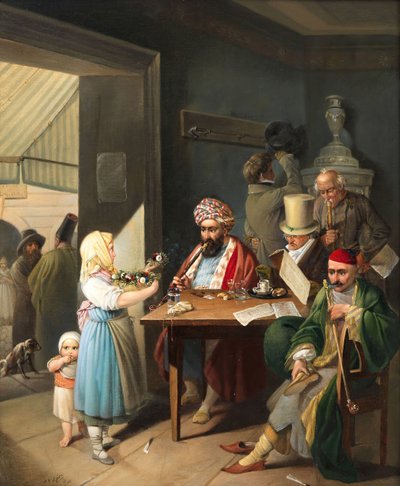 ウィーンの喫茶店でのギリシャ人とトルコ人、1824年。 作： Theodor Leopold Weller