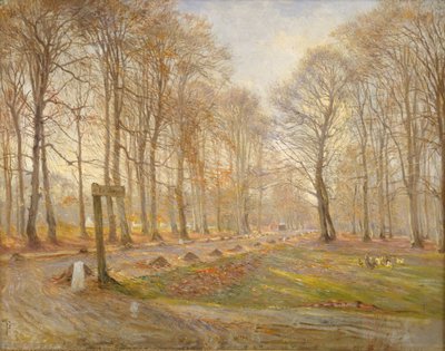 コペンハーゲンの北、Jægersborg Deer Park の晩秋の日 作： Theodor Philipsen