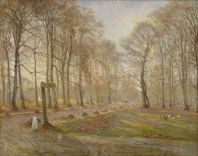 コペンハーゲン北部のイェーガースボルグディアパークでの秋の終わりの日、1886年 作： Theodor Philipsen