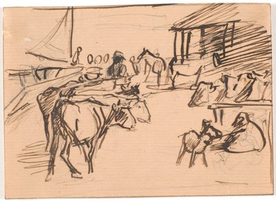 カストラップの港からの家畜の発送 作： Theodor Philipsen