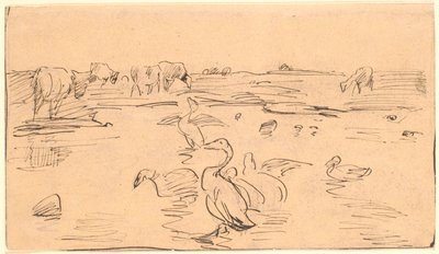 ガチョウと牛の水場 作： Theodor Philipsen