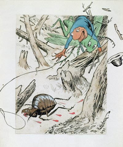 原生林でノミ狩り 作： Theodor Kittelsen
