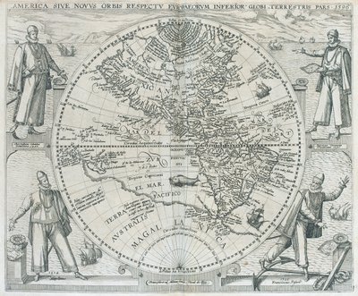 アメリカ大陸の地図、1590-1601 作： Theodor de Bry