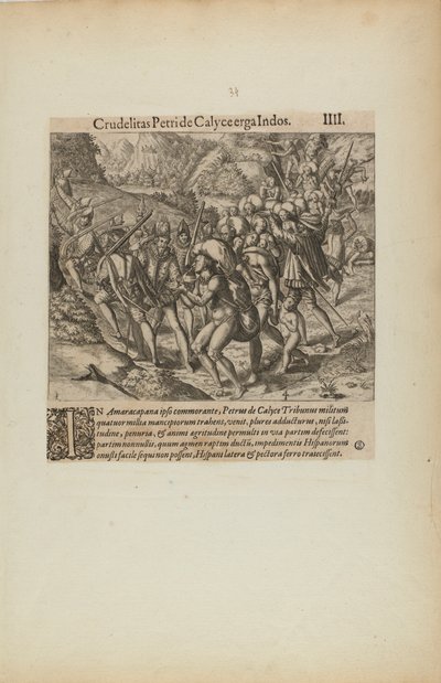 クルーデリータス・ペトライド・キャリチェ・エルガ・インドス。III.(書籍「アメリカ」第4部より) 作： Theodor de Bry
