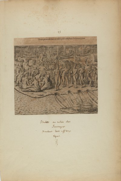 De Iss qui Acciderunt in Reditu Post Comestum Illud Mancipium.(著書『アメリカ』第三部より） 作： Theodor de Bry