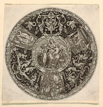 慈愛のアレゴリーが刻まれたタッツァのデザイン 作： Theodor de Bry