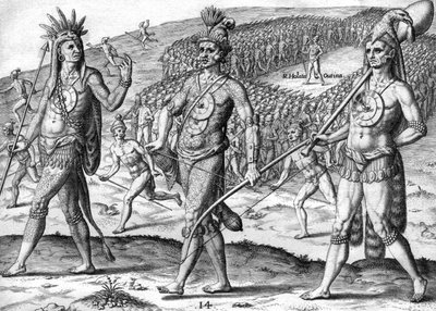 インドのポターノ・ウティナとその部隊 作： Theodor de Bry