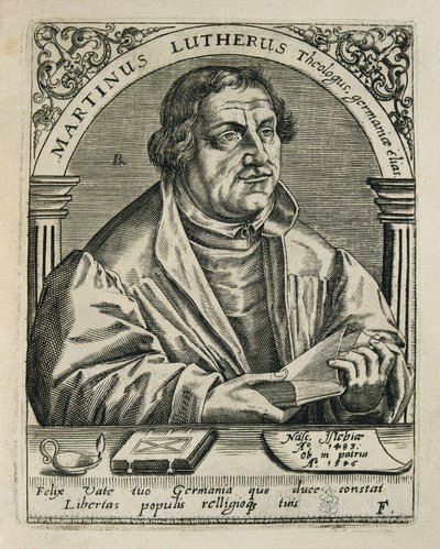 ルター、マーティン（1483-1546）。 ドイツの宗教改革者。 彫刻。 スペイン。 マドリッド (自治コミュニティ)。 マドリード。 国立図書館 作： Theodor de Bry