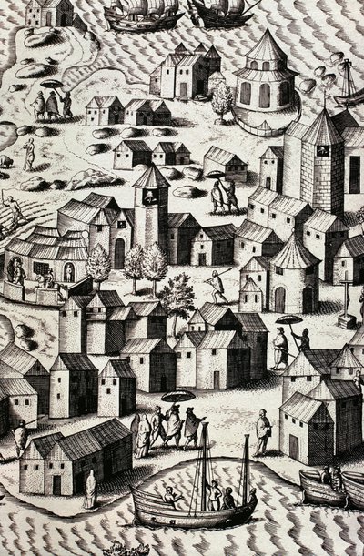 中国のマカオ港 作： Theodor de Bry
