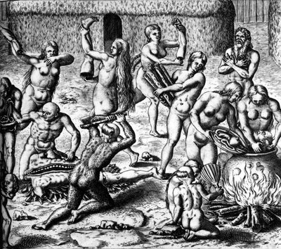 カニバリズムのシーン 作： Theodor de Bry