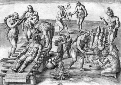 ティムクアン・インディアンが病気を治療 作： Theodor de Bry