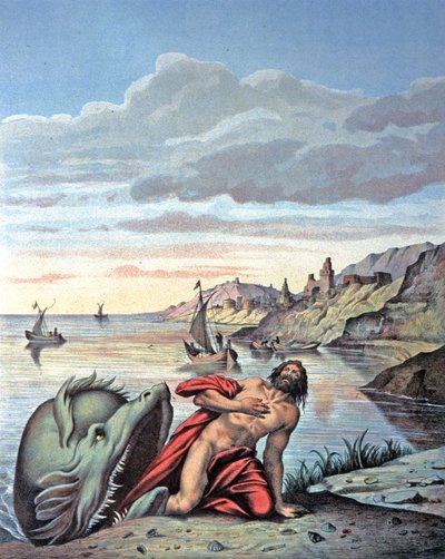 クジラの腹から出てくるジョナス、19世紀半ば（イラスト） 作： Theodore (after) Amst
