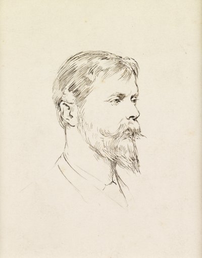 アーネスト・ウォーターロー卿の肖像、プロフィール（紙にペンとインク） 作： Theodore Blake Wirgman