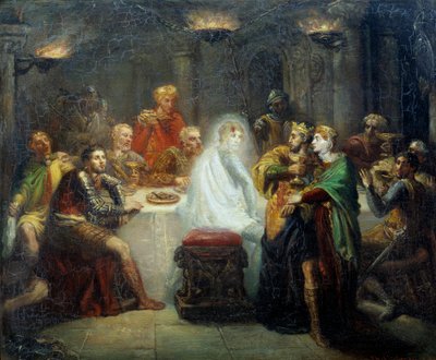 The spectrum of Banco ウィリアム・シェイクスピアの作品「マクベス」のためのイラスト。テオドール・シャセリウ（1819-1856）による絵画 1854年 ランス、ボザール美術館 作： Théodore Chassériau