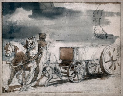 2頭の馬が発射する弾薬庫 作： Theodore Gericault