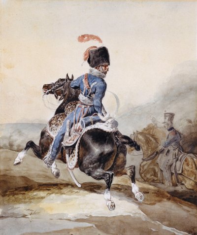 左に疾走する砲兵将校 作： Theodore Gericault