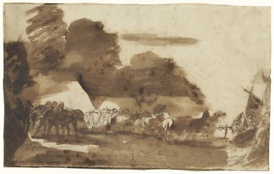 馬と兵士のいるビバーク 作： Theodore Gericault