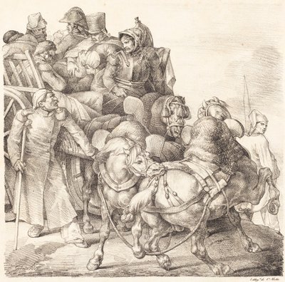負傷した兵士でいっぱいのカート (Chariot charge de soldats blesses) 作： Theodore Gericault