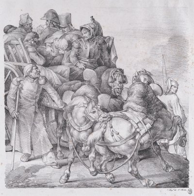 負傷した兵士たちを乗せた荷車 作： Theodore Gericault